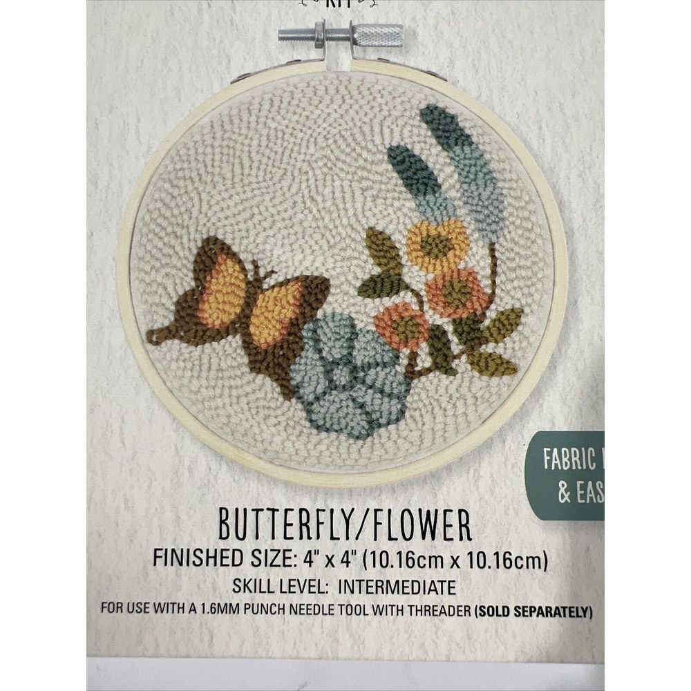 Needle Creations Punch Needle Kit Butterfly Flower Skill Level Intermediate New - Picture 4 of 9
